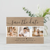 Rustic Kraft Paper Wedding 4 Foto Save The Date (Staand voorkant)
