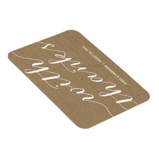 Rustic Kraft Paper Wedding Favor Magneet (Rechterzijde)