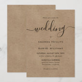 Rustic Kraft Paper Wedding Kaart (Voorkant / Achterkant)