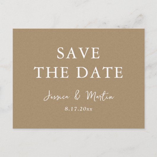 Rustic Kraft Paper Wedding Save the Date Aankondigingskaart (Voorkant)