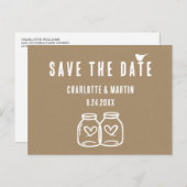 Rustic Kraft Paper Wedding Save the Date Briefkaar Aankondigingskaart (Voorkant / Achterkant)