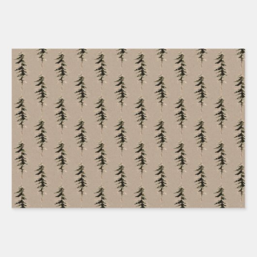 Rustic Kraft Paper Winter Woodland SpruceTrees 3 (Voorkant 2)