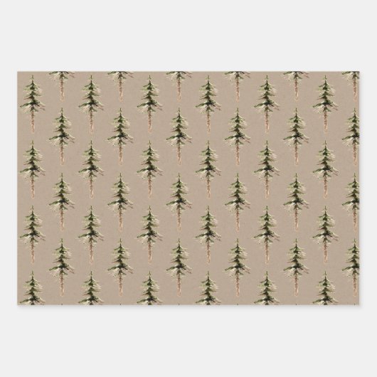 Rustic Kraft Paper Winter Woodland SpruceTrees 3 (Voorkant)
