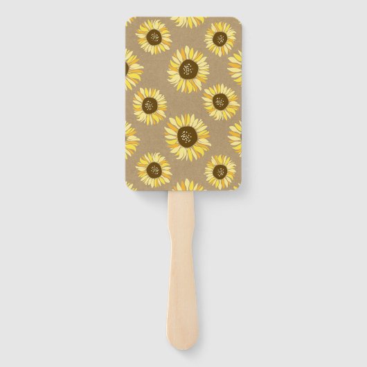 Rustic Kraft Paper - Zonnebloemen op Mason Jar Wed Handwaaier (Achterkant)