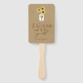 Rustic Kraft Paper - Zonnebloemen op Mason Jar Wed Handwaaier