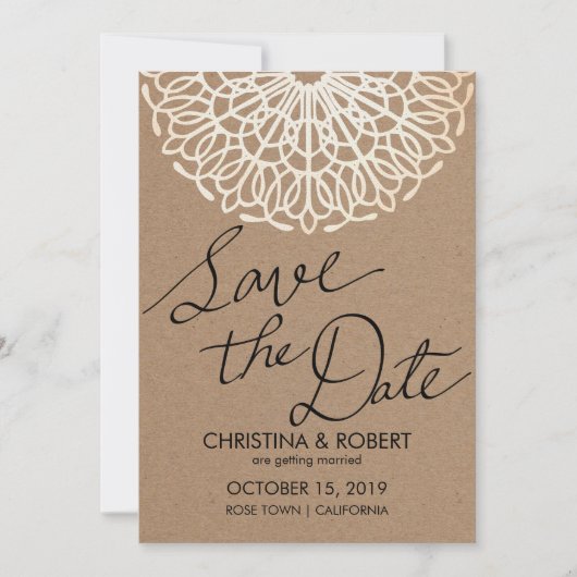 Rustic Kraft Papier Kanten Save The Date Typografi Kaart (Voorkant)