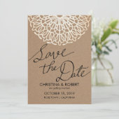 Rustic Kraft Papier Kanten Save The Date Typografi Kaart (Staand voorkant)