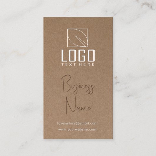 Rustic Kraft papier QR Code Visitekaartje (Voorkant)
