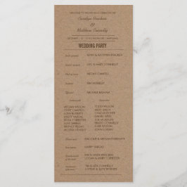 Rustic Kraft Papier Trouwprogramma Programmakaart