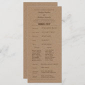 Rustic Kraft Papier Trouwprogramma Programmakaart (Voorkant / Achterkant)