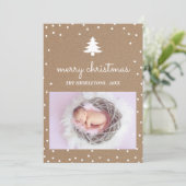 Rustic Kraft Papier Vrolijk Kerstfeest | Boomfoto Feestdagenkaart (Staand voorkant)