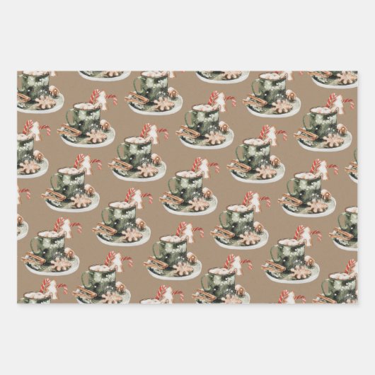 Rustic Kraft Peppermint Cocoa Gingerbrood Cookies Inpakpapier Vel (Voorkant 3)