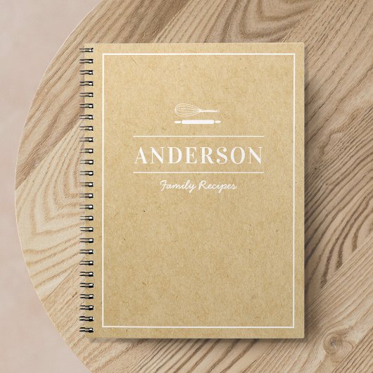 Rustic Kraft Personalized Family Recipe Book Notitieboek