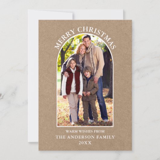 Rustic Kraft Photo Arch Merry kerst Feestdagenkaart (Voorkant)