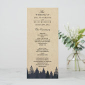 Rustic Kraft Pine Tree Forest Wedding Programme Programmakaart (Staand voorkant)