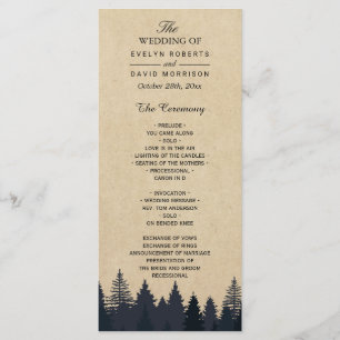 Rustic Kraft Pine Tree Forest Wedding Programme Programmakaart