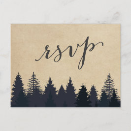 Rustic Kraft Pine Trees Forest RSVP Response Uitnodiging Briefkaart