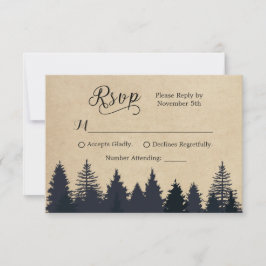 Rustic Kraft Pine Trees Winter Wedding RSVP