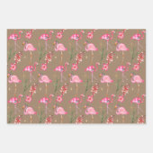 Rustic Kraft Pink Flamingo Kerstfeestdag Inpakpapier Vel (Voorkant 3)