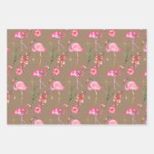 Rustic Kraft Pink Flamingo Kerstfeestdag Inpakpapier Vel (Voorkant 2)