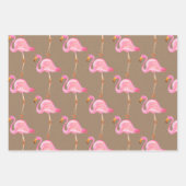 Rustic Kraft Pink Flamingoes & Roze Hibiscus Inpakpapier Vel (Voorkant 2)