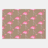 Rustic Kraft Pink Flamingoes & Roze Hibiscus Inpakpapier Vel (Voorkant)