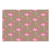 Rustic Kraft Pink Flamingoes & Roze Hibiscus