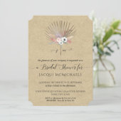 Rustic Kraft Pink Tropical Floral Vrijgezellenfees Kaart (Staand voorkant)