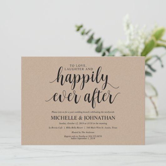 Rustic Kraft Post Wedding Brunch Invitation Kaart (Staand voorkant)
