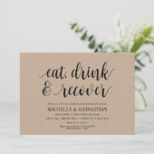 Rustic Kraft Post Wedding Brunch Invitation Kaart (Staand voorkant)