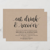 Rustic Kraft Post Wedding Brunch Invitation Kaart (Voorkant / Achterkant)