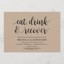 Rustic Kraft Post Wedding Brunch Invitation Kaart