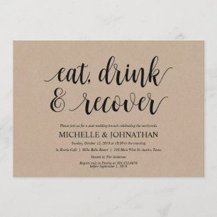 Rustic Kraft Post Wedding Brunch Invitation Kaart