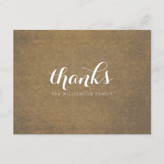 Rustic Kraft Print - Bedankt Thanksgiving familie Briefkaart (Voorkant)