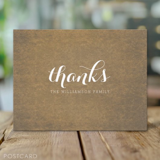 Rustic Kraft Print - Bedankt Thanksgiving familie Briefkaart
