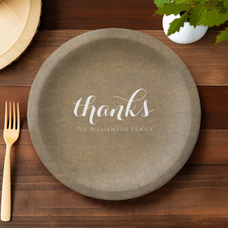 Rustic Kraft Print - Bedankt Thanksgiving familie Papieren Bordje