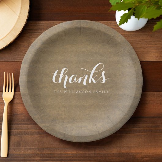 Rustic Kraft Print - Bedankt Thanksgiving familie Papieren Bordje