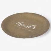 Rustic Kraft Print - Bedankt Thanksgiving familie Papieren Bordje (Gekanteld)