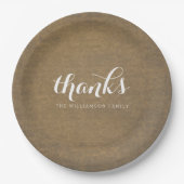 Rustic Kraft Print - Bedankt Thanksgiving familie Papieren Bordje (Voorkant)