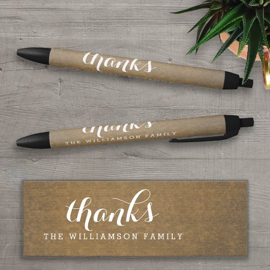 Rustic Kraft Print - Bedankt Thanksgiving familie Zwarte Inkt Pen