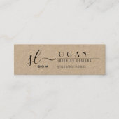 Rustic Kraft Professional Chic Monogram zwart Mini Visitekaartje (Voorkant)