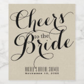 Rustic Kraft PROOST OP DE BRUID Bridal Wijn Etiket (Enkel label)