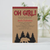 Rustic Kraft Pset Oh Girl Baby shower Kaart (Staand voorkant)