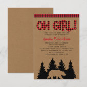 Rustic Kraft Pset Oh Girl Baby shower Kaart (Voorkant / Achterkant)