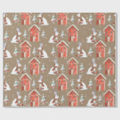 Rustic Kraft Rabbit Out Gift Kerstmis Cadeaupapier (Vlak)