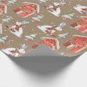 Rustic Kraft Rabbit Out Gift Kerstmis Cadeaupapier (Hoek)