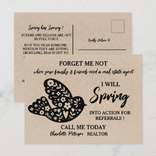 Rustic Kraft Real Estate Spring Referral Farming Briefkaart