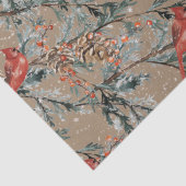 Rustic Kraft Red Cardinaal Juniper Branches Berrie Tissuepapier (Detail)
