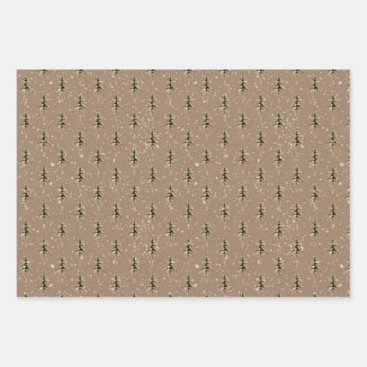 Rustic Kraft Red en Green Kerstbomen Inpakpapier Vel (Voorkant 3)
