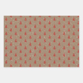 Rustic Kraft Red en Green Kerstbomen Inpakpapier Vel (Voorkant)